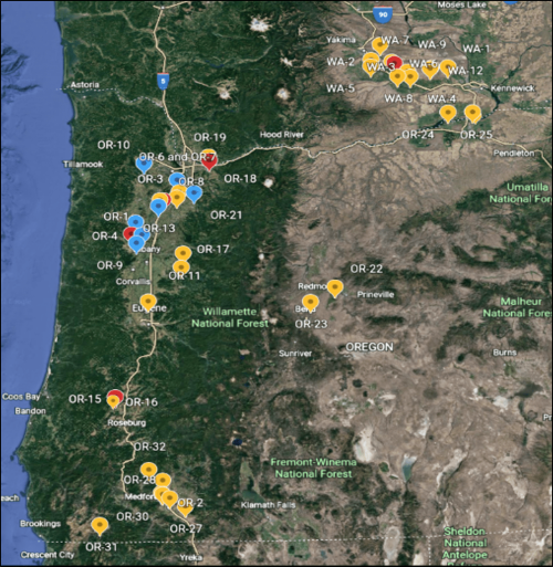 Map of CA re